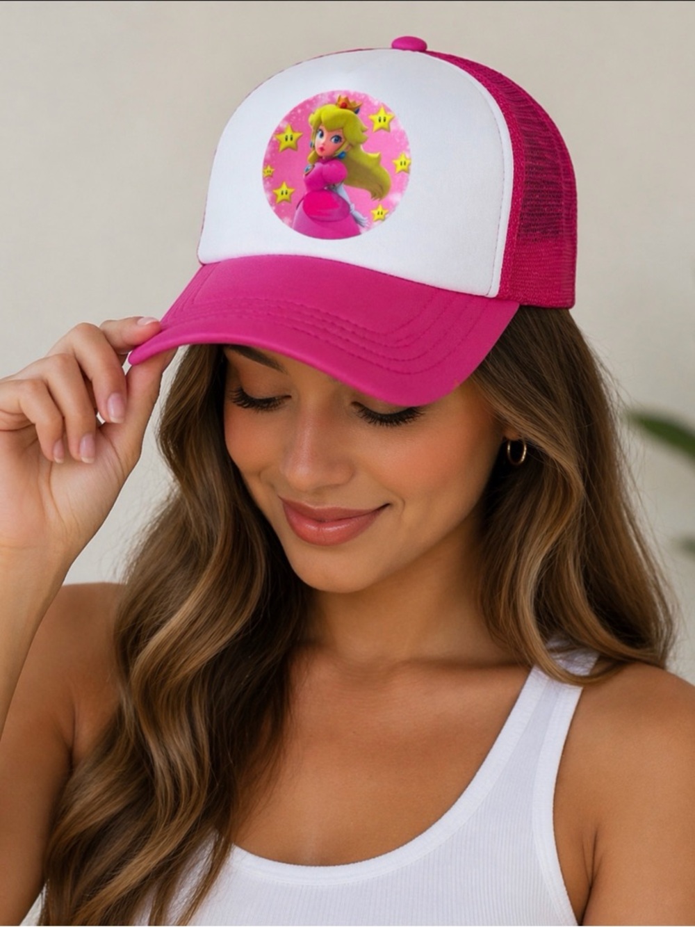 Pink Trucker Hat Princess Inspired 💖 Gamer Girl Y2K Kawaii Mesh Cap